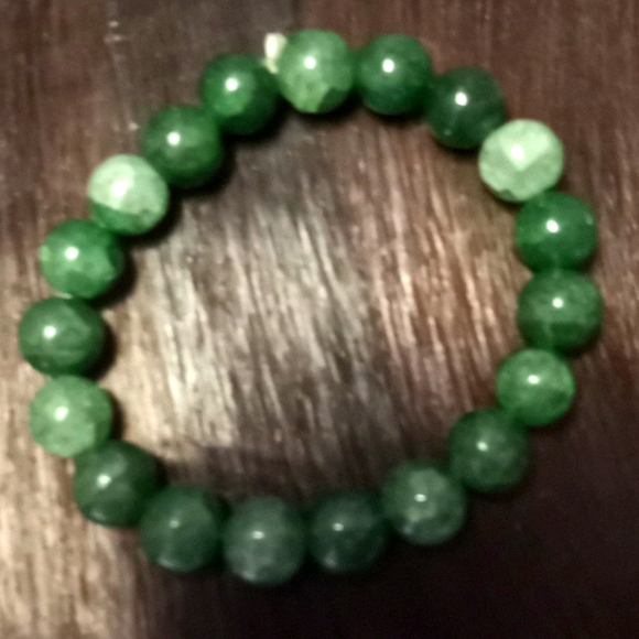 Jade Crackled Agate 10 MM Bead Stretch Bracelet - Picture 1 of 8